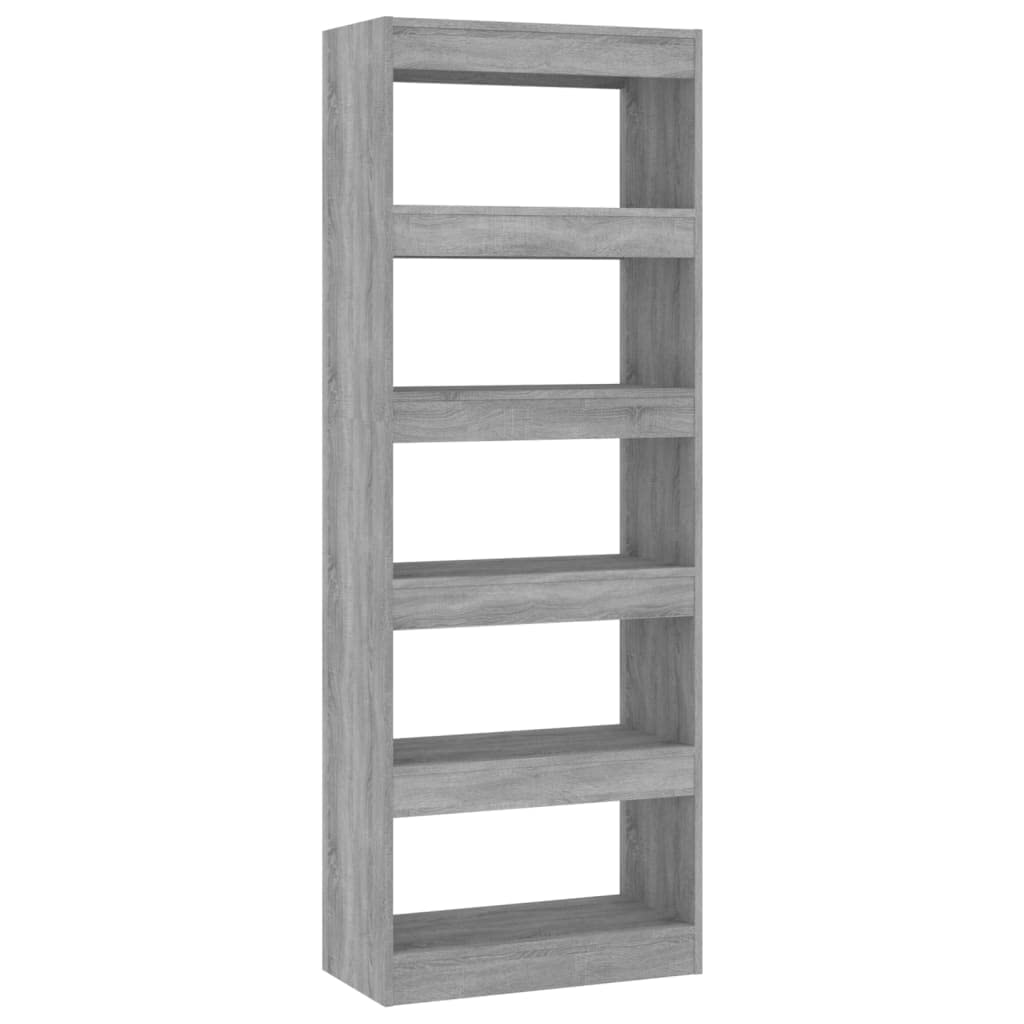 vidaXL Book Cabinet/Room Divider Gray Sonoma 23.6&quot;x11.8&quot;x65.4&quot; Chipboard