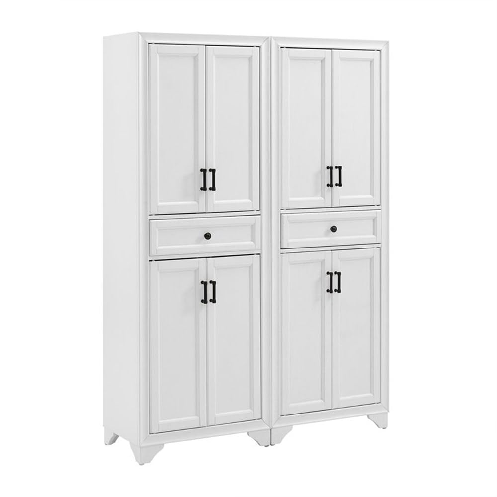 Crosley Furniture Tara 2-Piece Pantry Set, Distressed White
