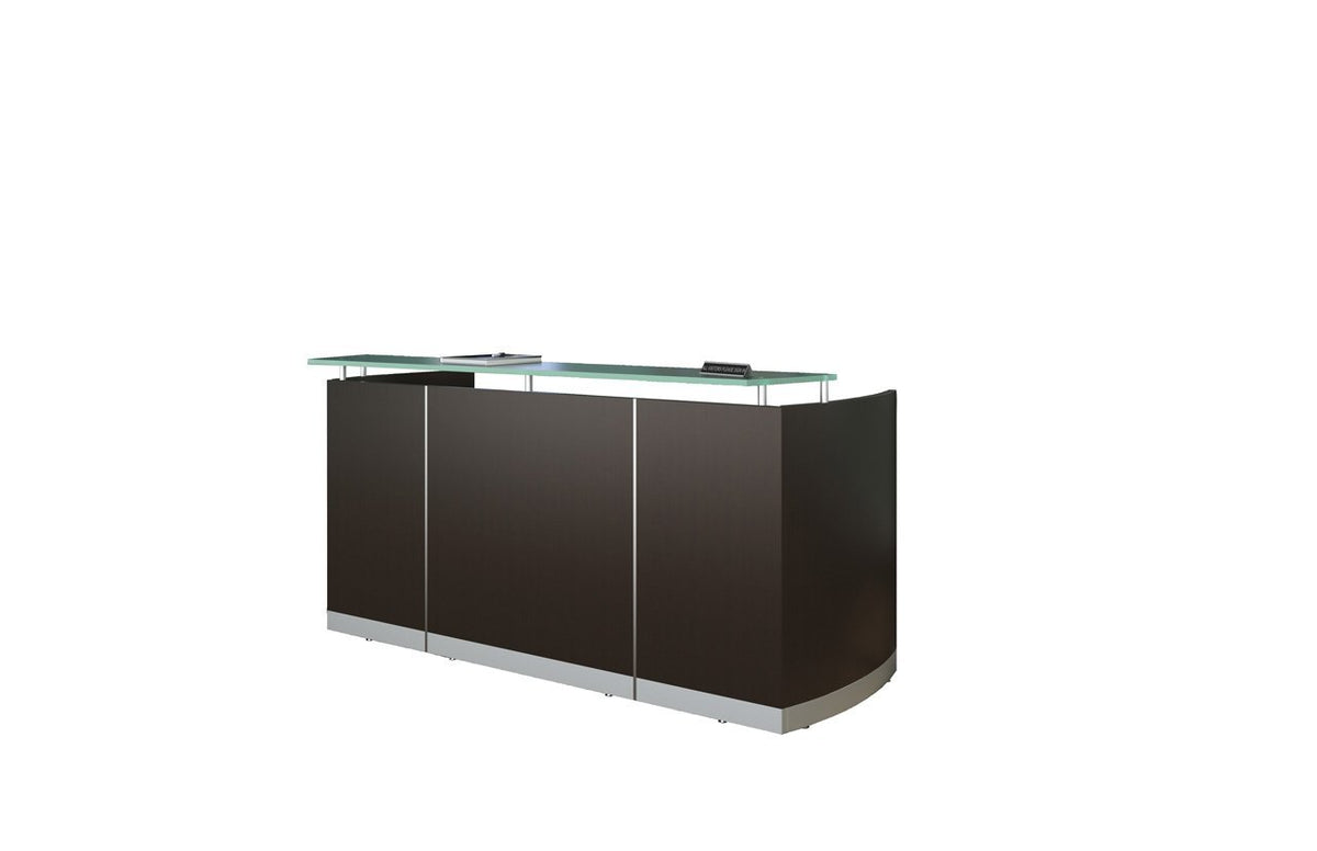 Mayline Mnrsldc Medina Freestanding Reception Station With Glass Transaction Counter, 42.75&quot;H, Mocha Laminate