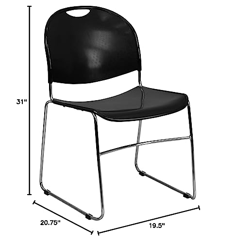 Flash Furniture Hercules Series 880 lb. Capacity Gray Ultra Compact Stack Chair with Black Frame