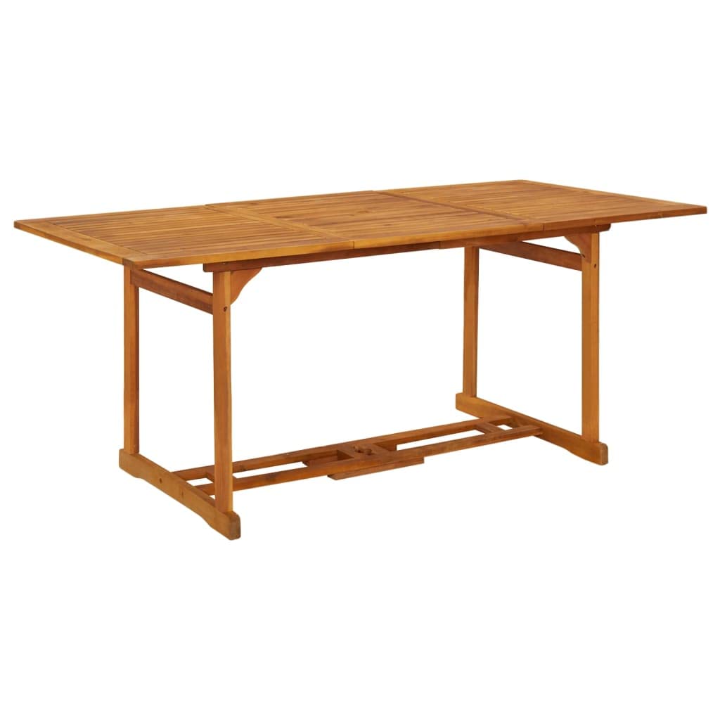 vidaXL Solid Acacia Wood Patio Dining Table with Parasol Hole, 70.9'x35.4'x29.5', Rustic Brown, for Garden, Terrace or Patio