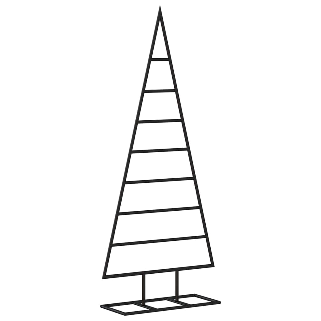 vidaXL Black Metal Christmas Tree for Decoration - DIY Decorated, Sturdy Steel Frame, Space-efficient Design, Ideal for Modern Christmas Decor and for Sheltered Outdoor Areas