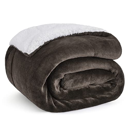 Bedsure Sherpa Fleece Throw Blanket For Couch - Thick And Warm Blankets For Winter, Soft And Fuzzy Throw Blanket For Sofa, Brown