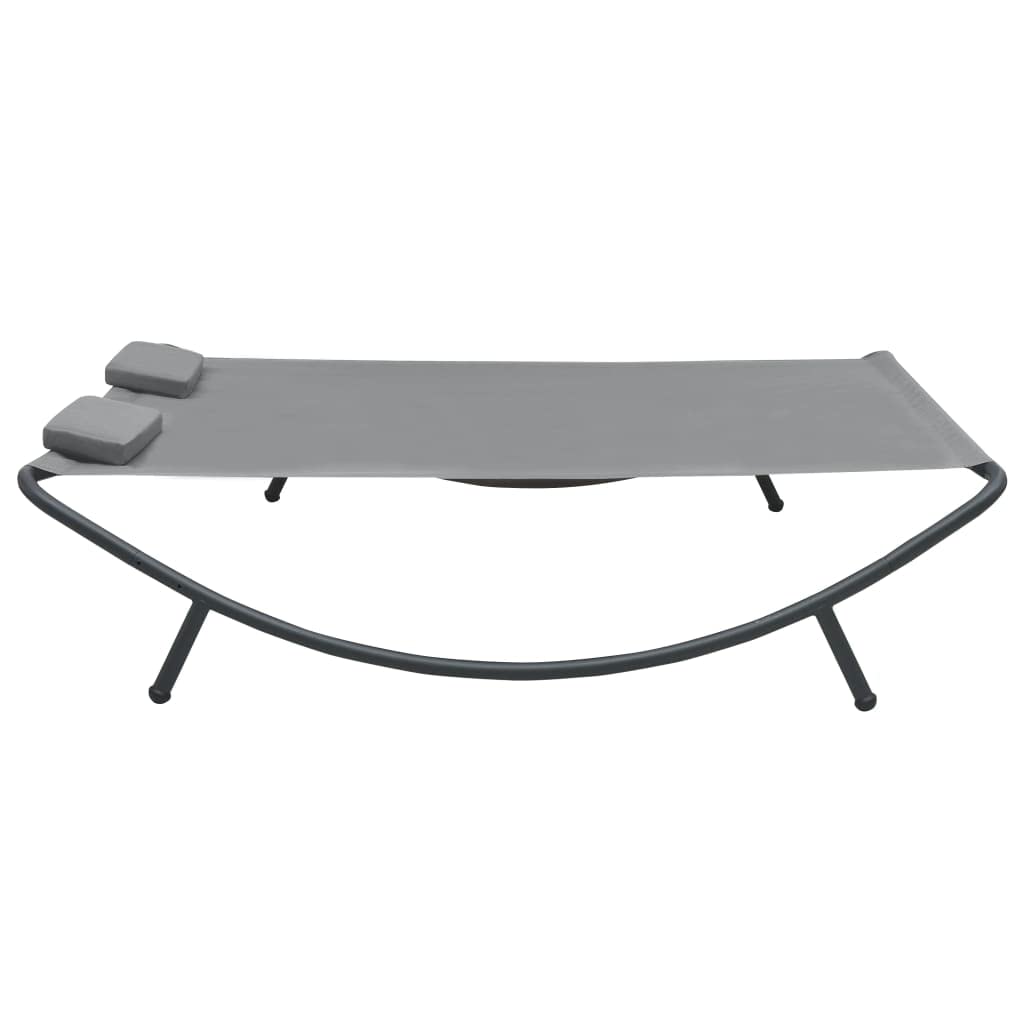 vidaXL Outdoor Patio Lounge Bed - Anthracite - Fabric and Powder-Coated Steel Frame - Easy Maintenance - Includes 2 Pillows