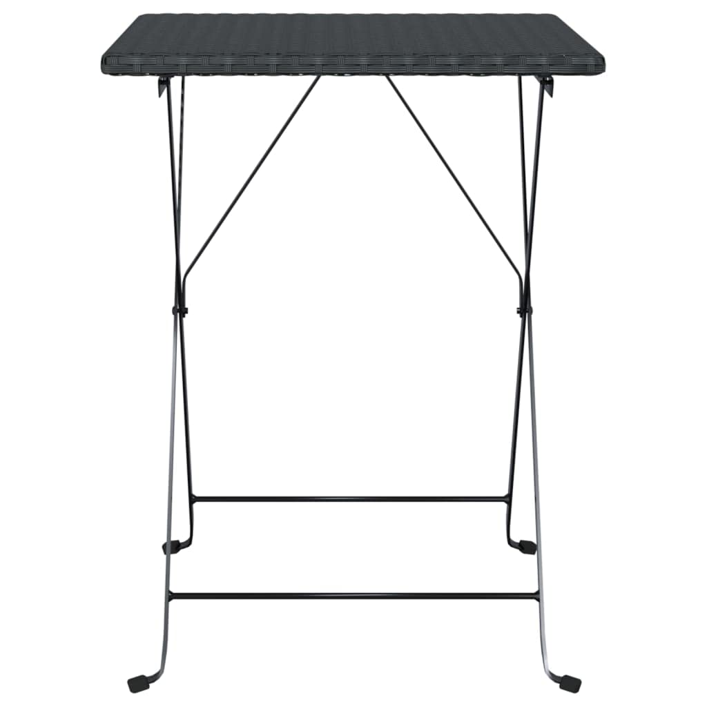 vidaXL Poly Rattan Black Folding Bistro Table - Weather Resistant, Foldable Design for Easy Storage & Transportation, Sturdy Steel Frame, Square Shape, Ideal for Garden, Patio and Balcony