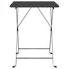 vidaXL Poly Rattan Black Folding Bistro Table - Weather Resistant, Foldable Design for Easy Storage & Transportation, Sturdy Steel Frame, Square Shape, Ideal for Garden, Patio and Balcony