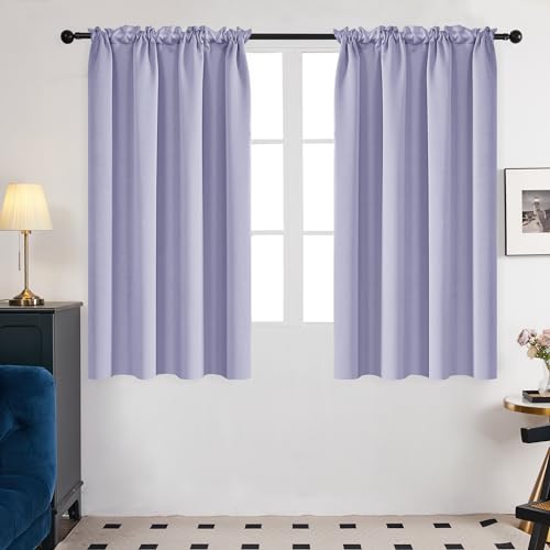 Deconovo Blackout Curtains For Bedroom–Thermal Insulated, Noise-Reducing, Energy-Efficient Drapes For Privacy & Soundproofing–Ideal For Parents, Seniors–42W X 45L Inch, Light Purple, 2 Panels