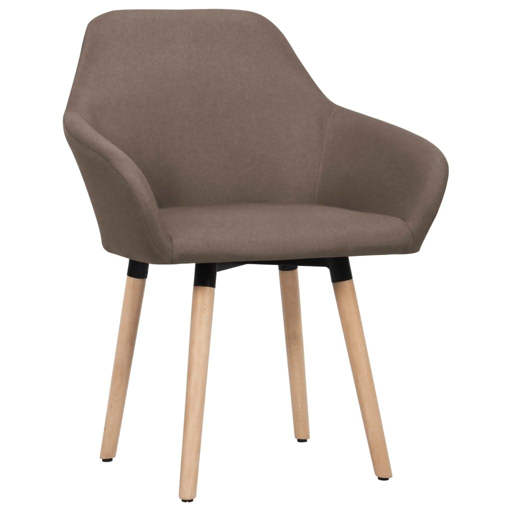 vidaXL Set of 2 Dining Chairs, Brown Fabric, Comfortable Seating with Armrests, Sturdy Metal and Solid Wood Legs, High Load Capacity