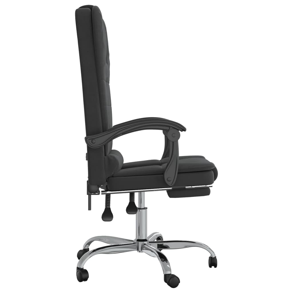 vidaXL - Massage Reclining Office Chair in Black Velvet, Adjustable Height and Backrest, 360-Degree Swivel Design, Sturdy Plywood and Metal Frame