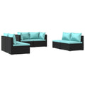 vidaXL Patio Lounge Set (6 Piece) - Made of Poly Rattan in Black, Cushions Included - Modular Design, Sturdy Steel Frame, Water-Resistant
