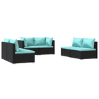 vidaXL Patio Lounge Set (6 Piece) - Made of Poly Rattan in Black, Cushions Included - Modular Design, Sturdy Steel Frame, Water-Resistant