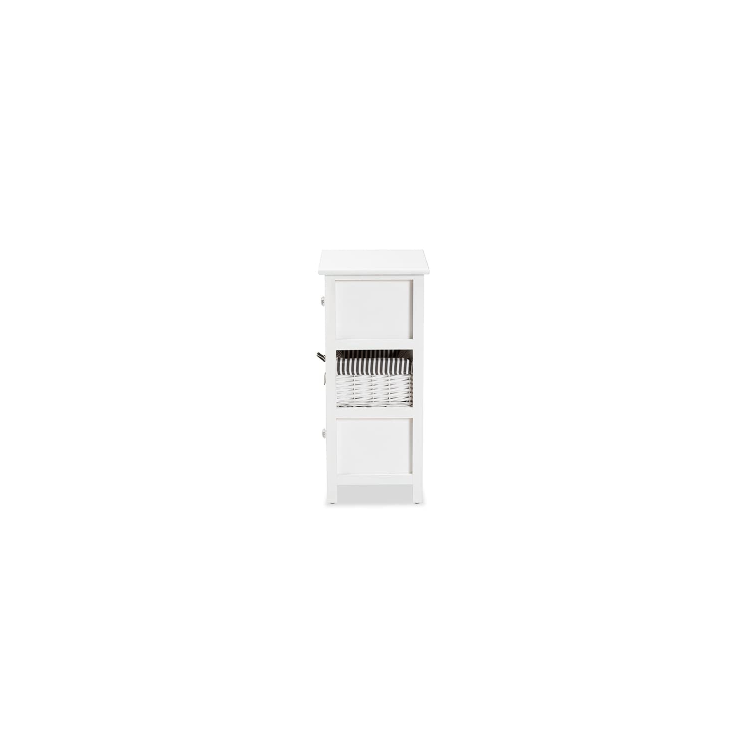 Baxton Studio Hayden White Finished Wood 2-Drawer Storage Unit with Basket