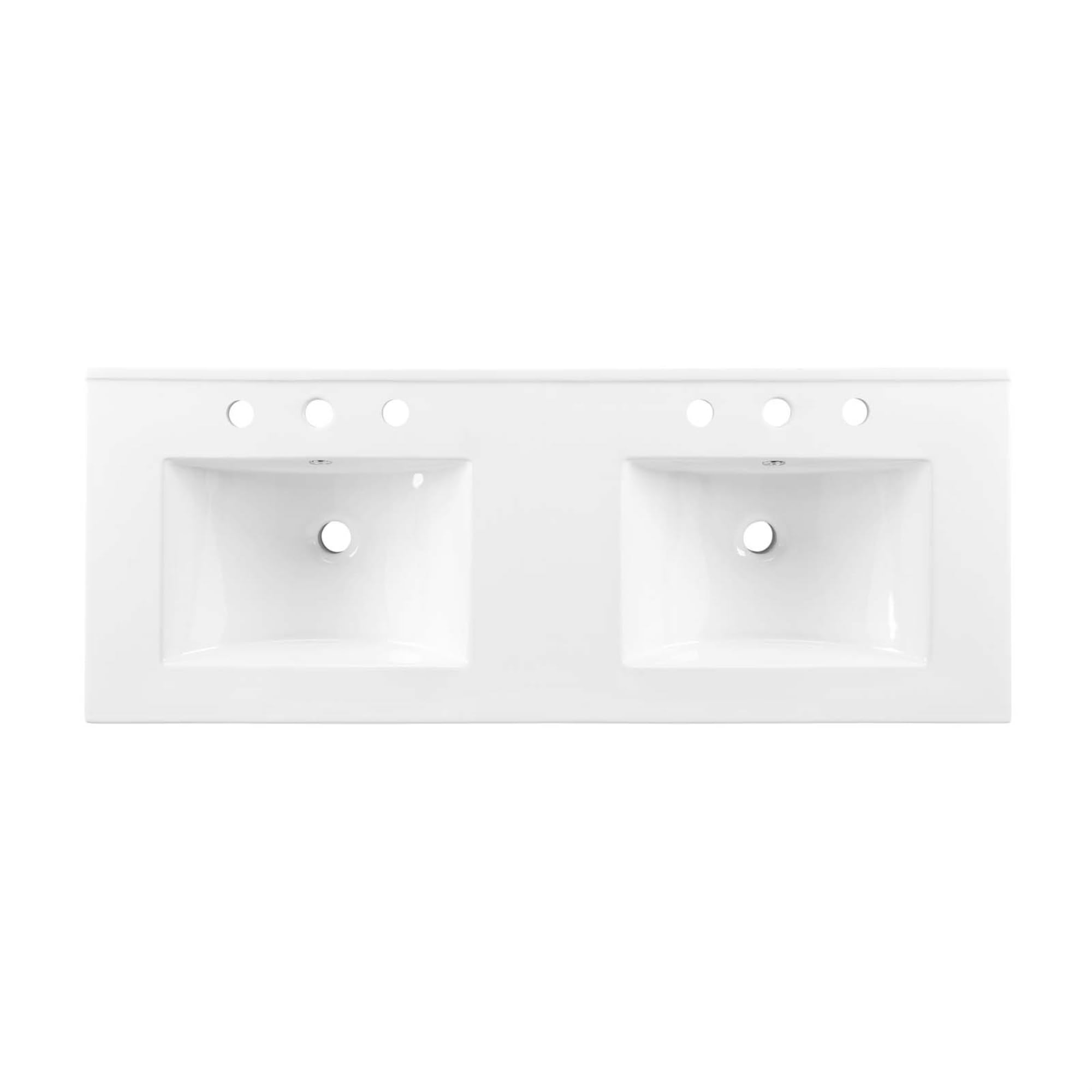 Ergode 48'' Double Basin Bathroom Sink - Stylish & Contemporary Design, Dual Ceramic Basins, Integrated Countertop, 8'' Centerse