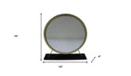 HomeRoots 485937 19 in. Faux Fur Round Makeup Shaving Tabletop Mirror Black & Brass