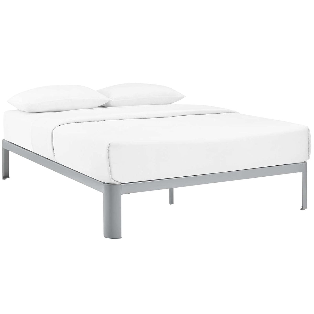 Modway Corinne Steel Modern Mattress Foundation Full Bed Frame With Wood Slat Support In Gray