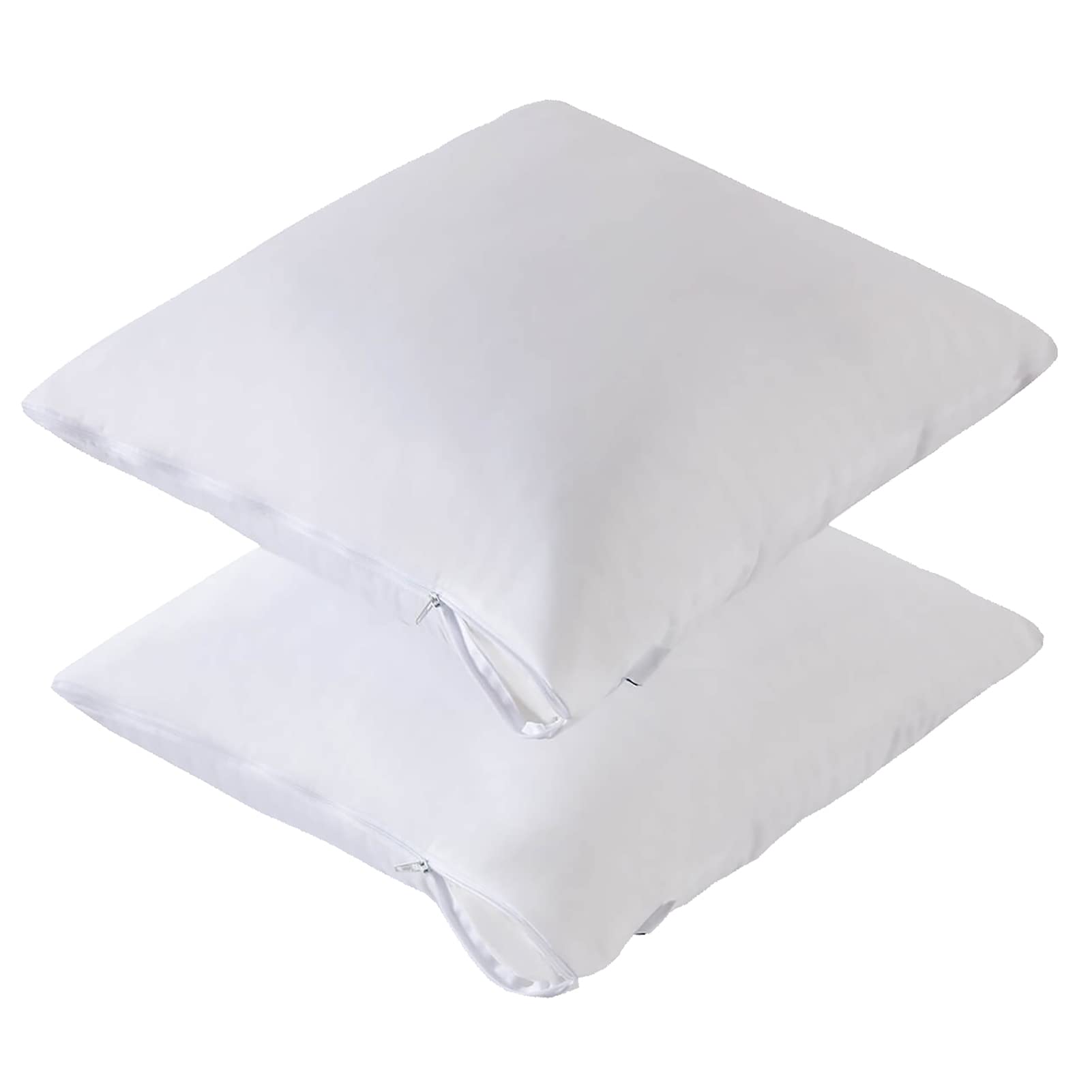 Waterproof Feather Proof Euro Pillow Protectors with Zipper 26x26 Pack of 2 Soft Bamboo Viscose Jersey Square Pillow Covers for 