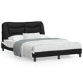vidaXL Faux Leather Full Bed Frame with Headboard - Black/White 53.9"x74.8" - Modern Double Bed with Plywood Slats & Stuffed Cushion