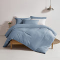 Mildly Duvet Cover Set Haze Blue - 100% Washed Microfiber Super Soft Bedding Set Full Size 3 Pieces With Zipper Closure, 1 Duvet