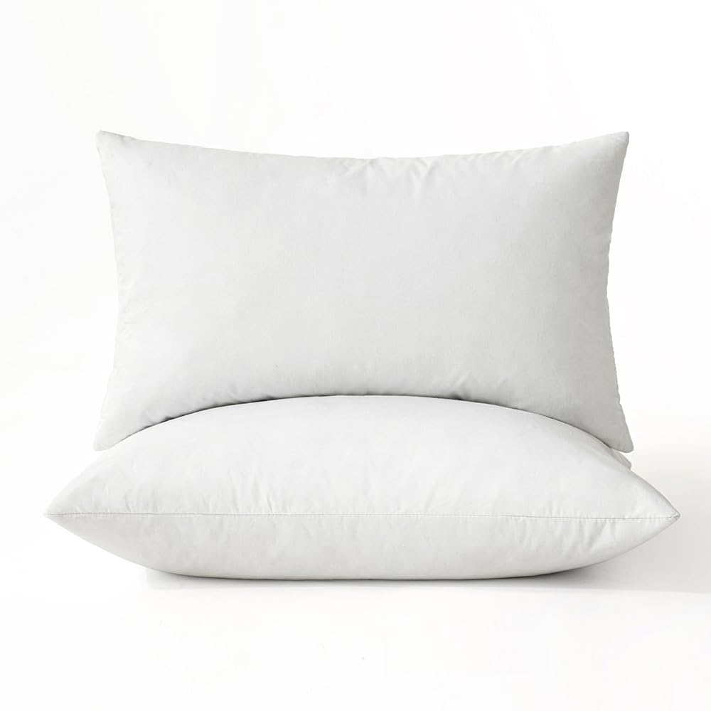 Miulee 14X22 Pillow Inserts, Pack Of 2 Down Feather Throw Pillow Inserts, Decorative Fluffy Throw Pillows Cotton Fabric For Living Room Sofa Bed