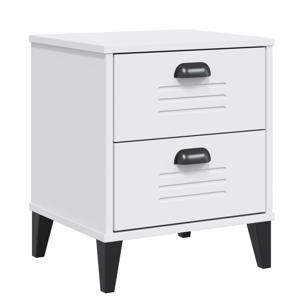 vidaXL Bedside Cabinet/Accent End Table - Industrial Style with Ample Storage, White Engineered Wood, Bedroom/Living Room Furniture - VIKEN Range