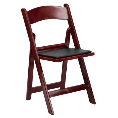 Flash Furniture Mahogany Resin Folding Chair With Vinyl Padded Seat [Set Of 4]