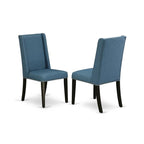 East West Furniture Wefl5-Blk-21 5 Piece Dining Table Set For 4 Includes A Rectangle Kitchen Table With Butterfly Leaf And 4 Blue Linen Fabric Upholstered Chairs, 42X60 Inch, Black