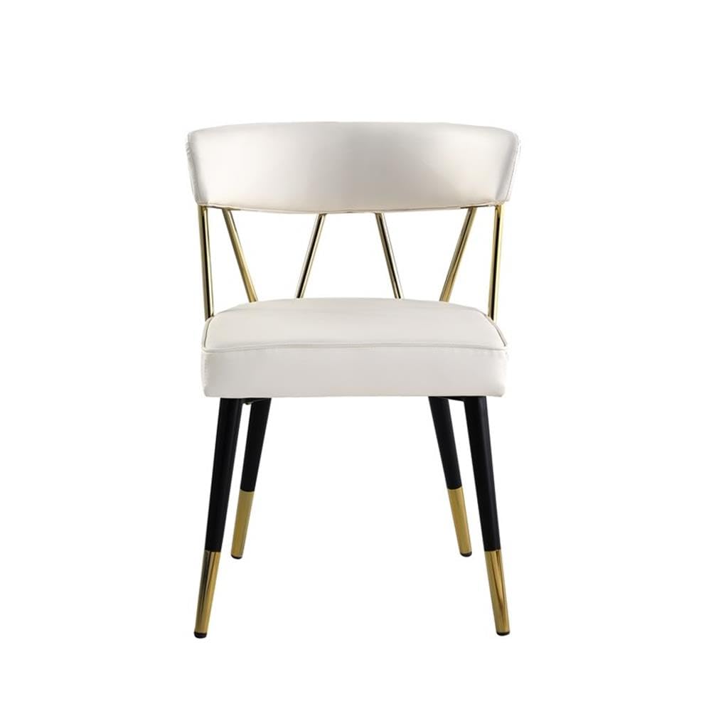 Best Master Furniture Aireys Ivory Faux Leather Armless Chair With Gold Accents (Set Of 2)