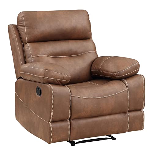 Steve Silver Co Rudger Manual Recliner, Living Room Furniture Chair, Home Office, Home Theater Seating, Chestnut Brown Microsuede Cover, 37.5&quot; D x 35.5&quot; W x 41.75&quot; H, Brown