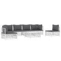 vidaXL 7-Piece White Patio Lounge Set with Cushions - Durable Woven Fabric and Powder-Coated Steel - Modular Outdoor Sofa Set - Complete Set for Outdoor Space
