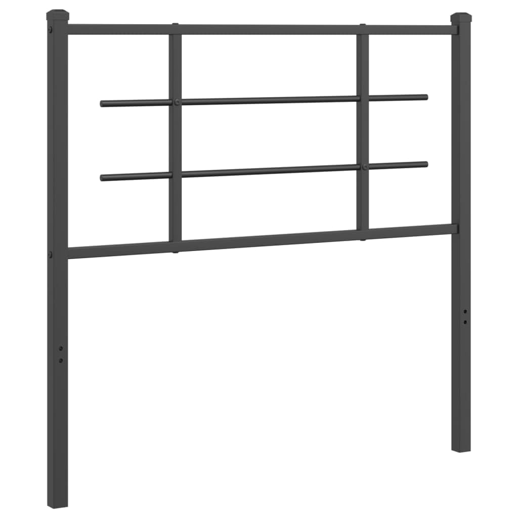 vidaXL Black Metal Headboard 39.4 - Single Bed Frame Header for Home Bedroom Furniture - Easy Assembly, Supportive, Durable Steel