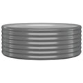 vidaXL Powder-Coated Steel Gray Patio Raised Bed - Sturdy Outdoor Garden Planter Pot - Round Shape, Weather-, for Plants, Vegeta