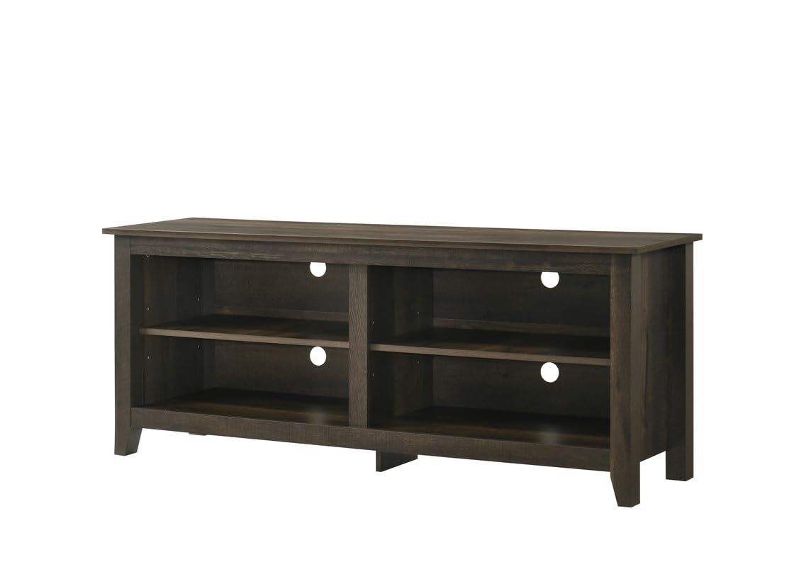 LILOLA LIVING Trove 58&quot; Wide Dark Dusty Oak Finish TV Stand with Open Shelves and Cable Management