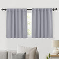 Ryb Home Bathroom Curtains Blackout - Thermal Insulating Privacy Small Window Curtains Short For Bedroom Basement Kitchen Kids Nursery Cabinet, Wide 42 X Long 30 Inches, 2 Panels, Silver Grey