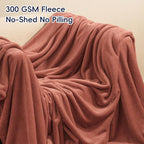 Phf Ultra Soft Fleece Blanket Twin Size, No Shed No Pilling Luxury Plush Cozy 300Gsm Lightweight Blanket For Bed, Couch, Chair, Sofa Suitable For All Season, 66' X 90', Brick Red