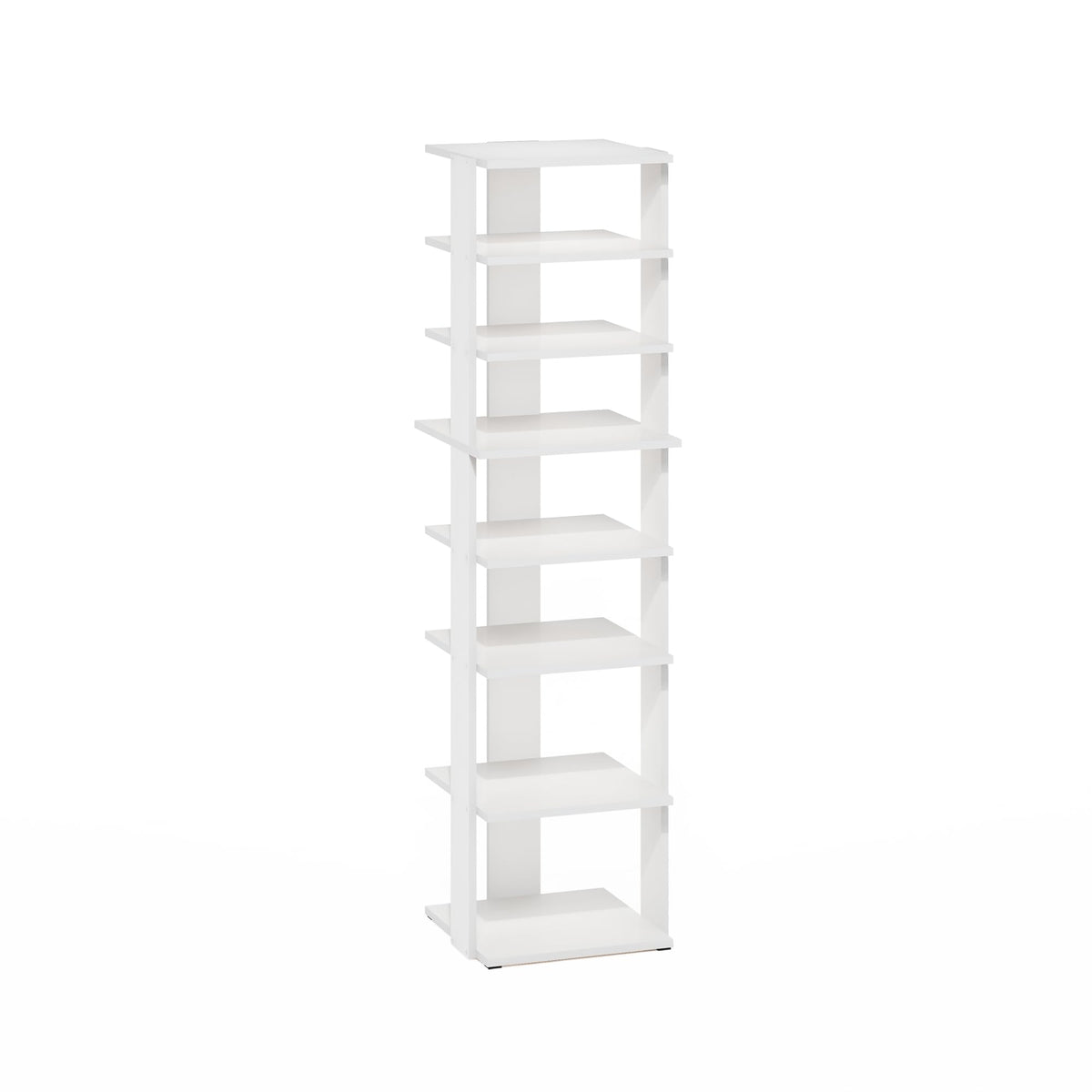 Furinno Compact 8-Tier Vertical Space Saving Free Standing Shoe Tower, Shoe Rack for Closet Entryway, White