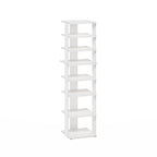 Furinno Compact 8-Tier Vertical Space Saving Free Standing Shoe Tower, Shoe Rack for Closet Entryway, White