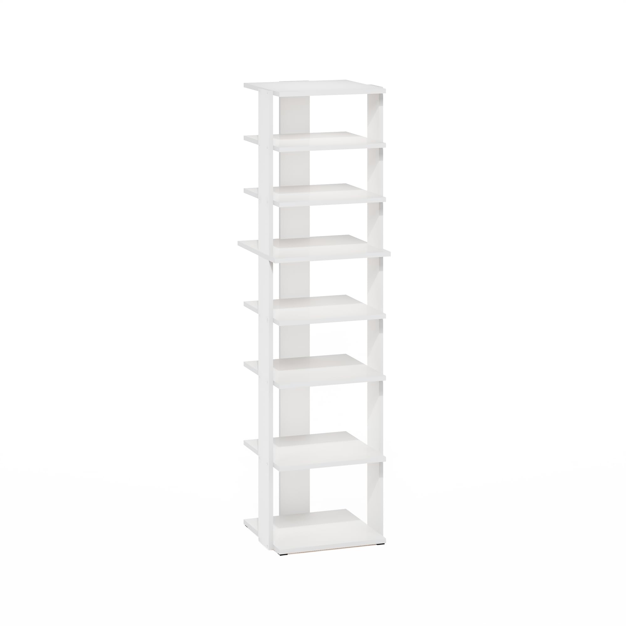 Furinno Compact 8-Tier Vertical Space Saving Free Standing Shoe Tower, Shoe Rack for Closet Entryway, White