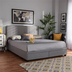 Baxton Studio Netti Light Grey Fabric Upholstered 2-Drawer Queen Size Platform Storage Bed