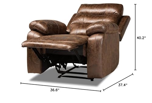 Baxton Studio Beasely Brown Faux Leather Upholstered Recliner