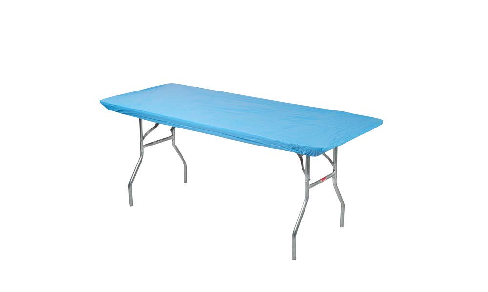 Kwik-Covers 8' Rectangle Plastic Table Covers 30' X 96', Bundle Of 5 (Light Blue)