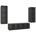vidaXL TV Cabinet Set 3 Piece Hanging Wall Mount Stand Unit HiFi Stereo Plasma Home Indoor Cabinet Living Room Furniture Gray Engineered Wood