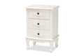 Baxton Studio Callen Classic and Traditional White Finished Wood 3-Drawer Nightstand