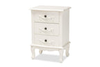 Baxton Studio Callen Classic and Traditional White Finished Wood 3-Drawer Nightstand