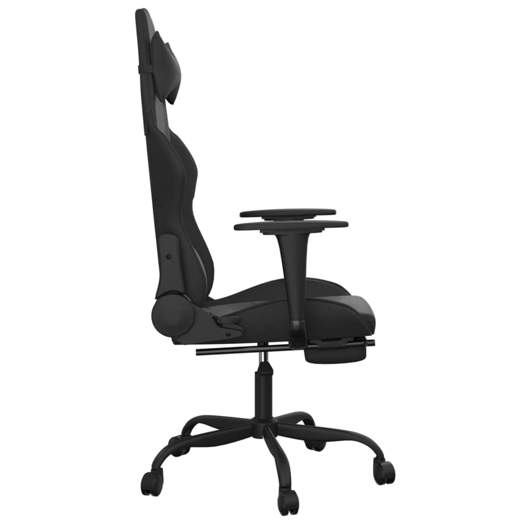 vidaXL Faux Leather Gaming Chair with Adjustable Seat and Backrest – Black Modern Style