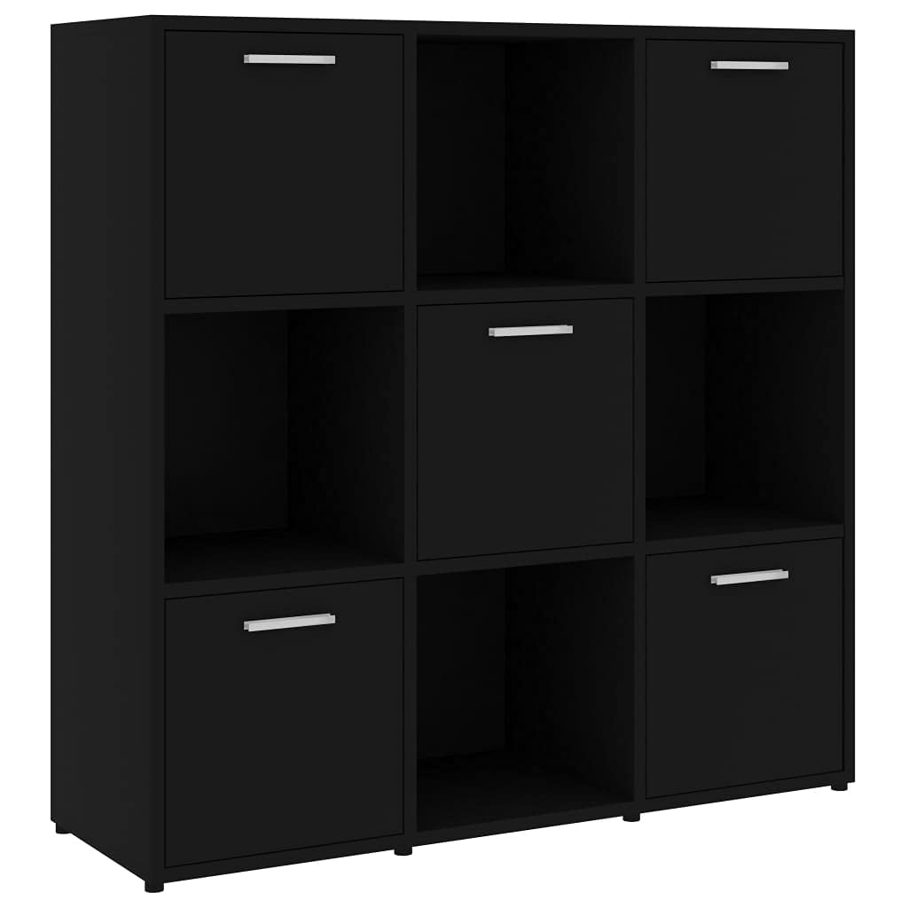 vidaXL Book Cabinet, Book Cabinet with 5 Doors Bookcase, Storage Shelf for Office Living Room, Shelving Unit, Modern, Black Engineered Wood