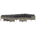 vidaXL Patio Furniture Set 11 Piece, Outdoor Armchair Sofa Ottoman with Cushions, Sectional Conversation Set for Garden Balcony, Gray Poly Rattan