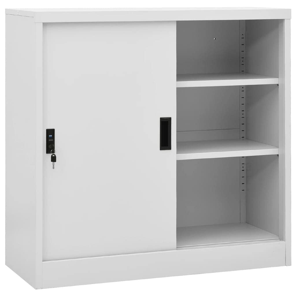 vidaXL Office Cabinet with Sliding Door Light Gray 35.4&quot;x15.7&quot;x35.4&quot; Steel