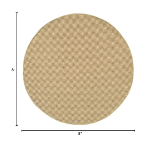 HomeRoots Polypropylene 8’ Round Solid Sand Beige Indoor Outdoor Area Rug