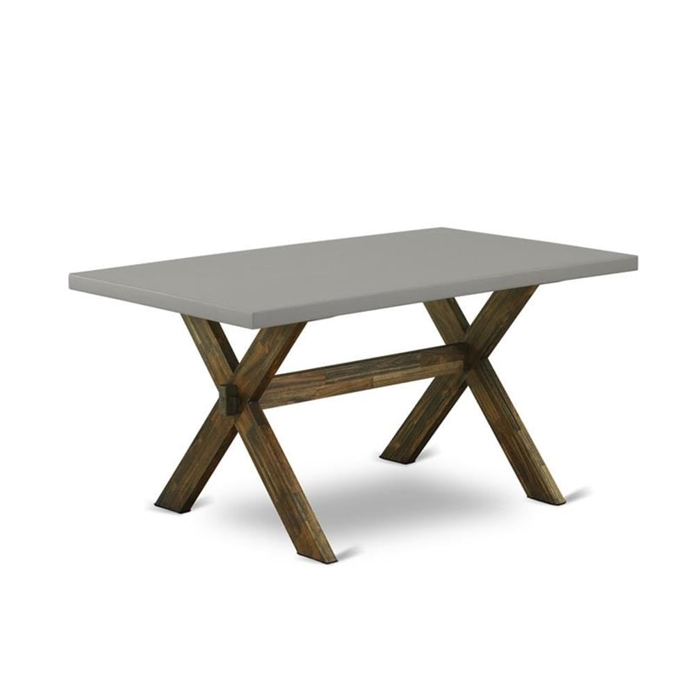 East West Furniture X796Ve703-7 7 Piece Dining Room Furniture Set Consist Of A Rectangle Dining Table With X-Legs And 6 Brown Linen Fabric Upholstered Chairs, 36X60 Inch, Multi-Color