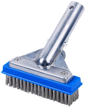 Pooline 5' Pool Brush With 5' Aluminum Back And Handle- Stainless Steel Bristles - Blue Brush Body